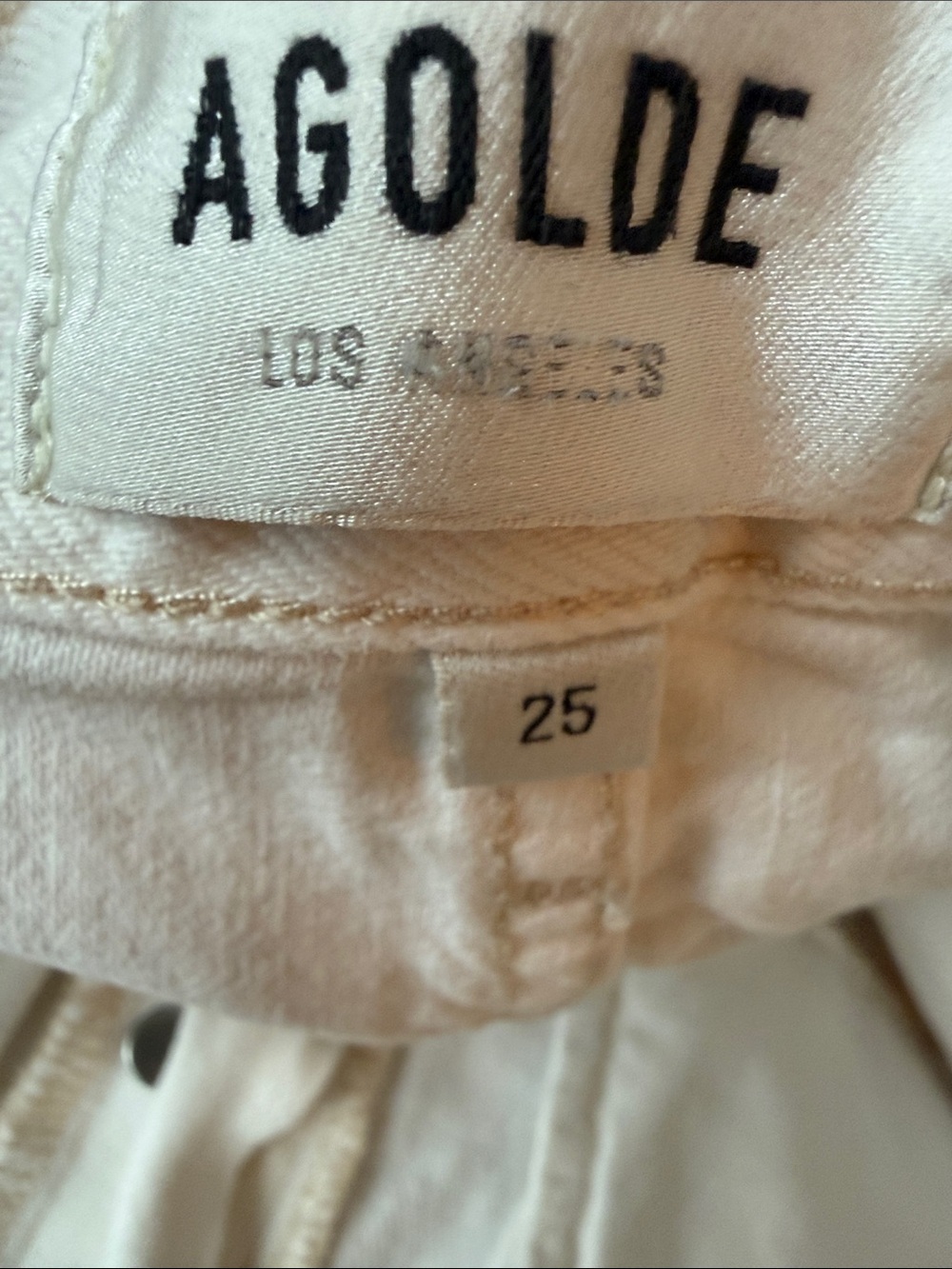 AGOLDE Parker Long Denim Cut Off Shorts Sz 25 White A9010 100% Organic Cotton - Picture 5 of 5